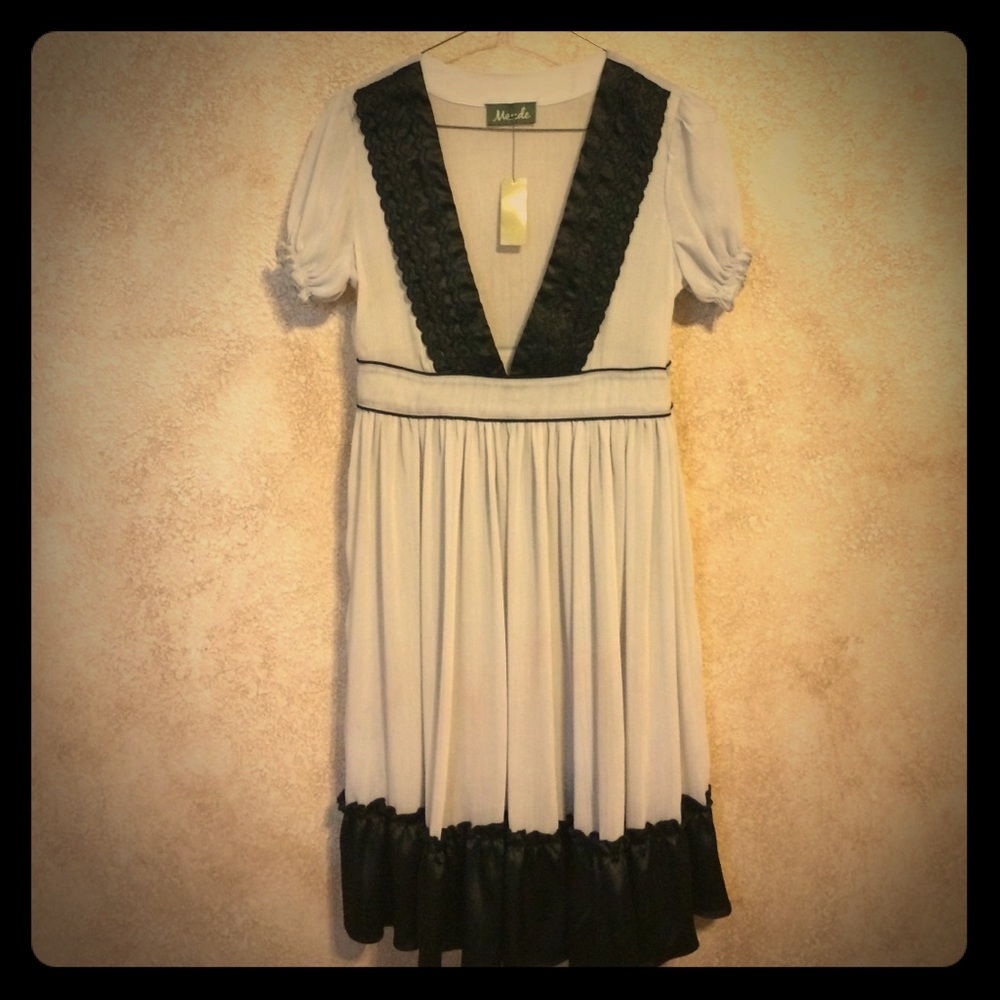 Maude black, gray and pink baby doll dress